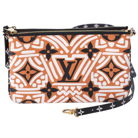 Louis Vuitton Pochette Double Zip LV Crafty Giant Monogram Crossbody Orange - Picture 3 of 7